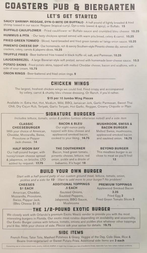 Coasters Pub & Biergarten. Menu image 4